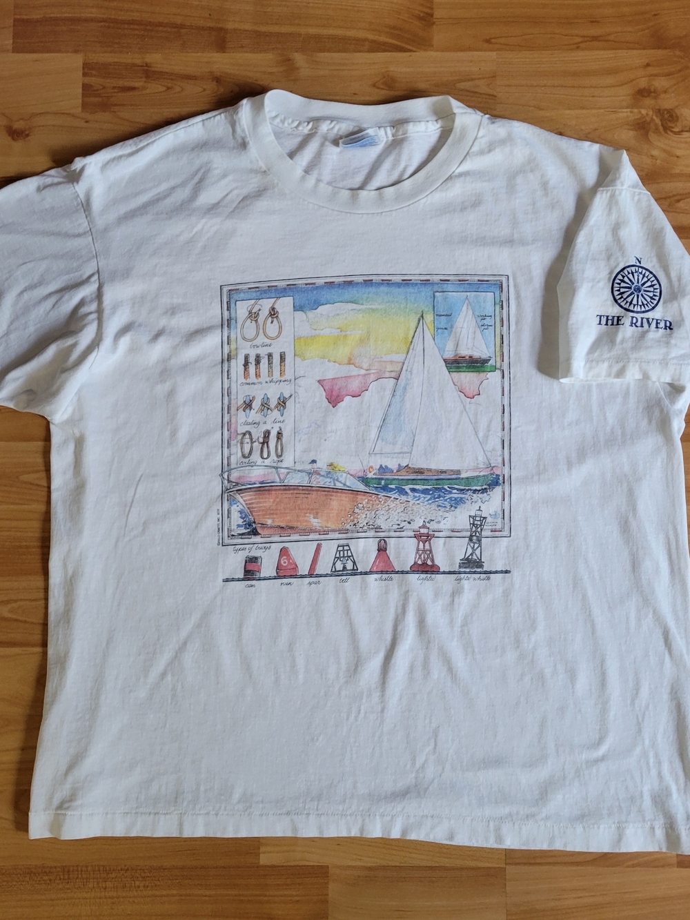 Vintage Sailing Facts Summer Boating Vibes Retro Logo White T‑Shirt, XL